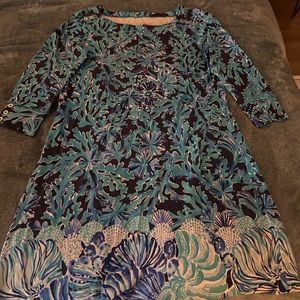 Lilly classic Navy Dress with teal and purple